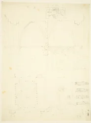 Serie von Skizzen des Abteitors und der Kathedrale von Bristol