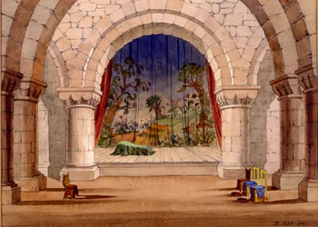 Bühnenbild für Hamlet von William Shakespeare, 1858
