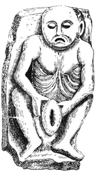 Sheela-na-Gig, aus einer Kirche in County Cavan, Irland