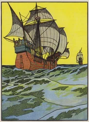 Schiffe von Christoph Kolumbus überqueren den Atlantik