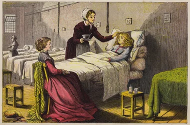 Krankes kleines Mädchen wird im Krankenhaus gepflegt