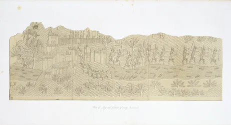 Belagerung und Plünderung einer Stadt, Koujunjik, Tafel 40 aus Ninive und seine Überreste von Austen Henry Layard (1817-94) veröffentlicht 1849