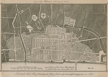 Sir Christopher Wrens Plan zum Wiederaufbau der Stadt London nach dem schrecklichen Brand von 1666
