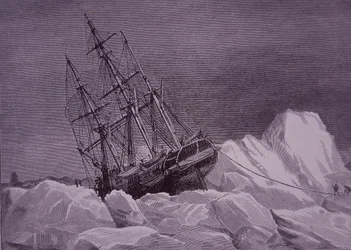 Sir John Franklin, Expedition von 1845 zur Suche nach der Nordwestpassage, Schiff Terror im Eis stecken geblieben, späte 19. Jahrhundert (Gravur)