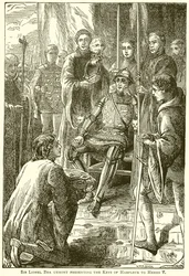 Sir Lionel Bra Uemont überreicht die Schlüssel von Harfleur an Heinrich V.