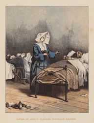 Barmherzige Schwester pflegt verwundeten Soldaten