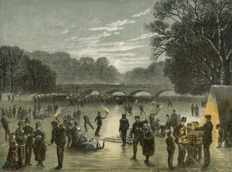Schlittschuhlaufen im Hyde Park, London, um 1850