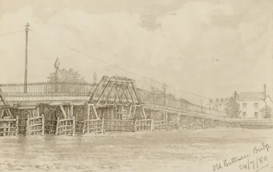 Skizze der alten Battersea Brücke