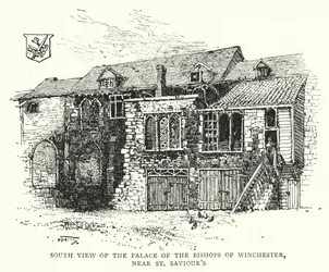 Südansicht des Palastes der Bischöfe von Winchester, nahe St Saviour