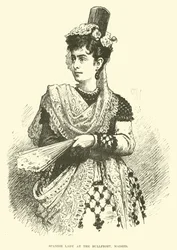 Spanische Dame beim Stierkampf, Madrid