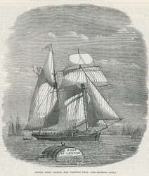 Spanisches Schiff, das mit Weihnachtsfrüchten ankommt