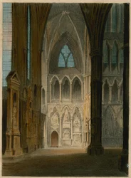 Spooners Proteanische Ansichten: Poets Corner, Westminster Abbey, London, Wechsel zu den Schatten von Shakespeare, Scott und Byron