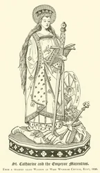 St. Katharina und der Kaiser Marentius (Gravur)