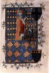St. Nikolaus belebt einen Jugendlichen, aus einem Stundenbuch, ca. 1400-40