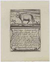 Schreibwarenhändler, John Comyn, Visitenkarte