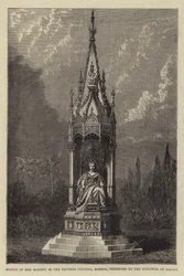 Statue Ihrer Majestät in den Victoria Gardens, Bombay, geschenkt vom Guicowar von Baroda (Stich)