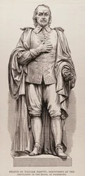 Statue von William Harvey (1578-1657), Entdecker des Blutkreislaufs, in Folkestone, aus The Illustrated London News, 13. August 1881