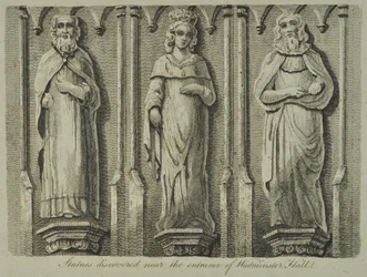 Statuen, entdeckt nahe dem Eingang zur Westminster Hall, 1807