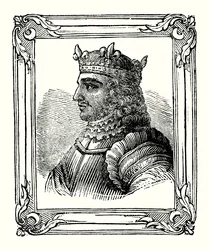 Stephan wurde 1104 geboren, 1135 gekrönt und starb 1154 (Gravur)