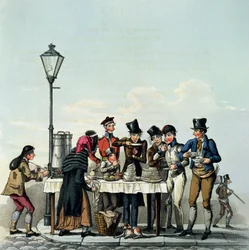 Straßenfrühstück, graviert von G. Hunt, 1825