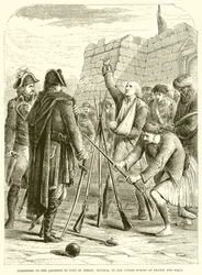 Übergabe der Garnison von Fort St. Philip, Menorca, an die vereinten Streitkräfte von Frankreich und Spanien
