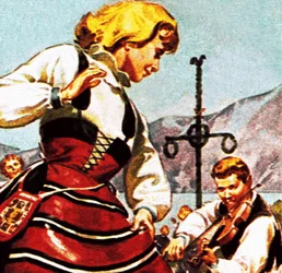 Schwedisches Mädchen beim Tanzen