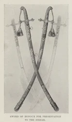 Ehrenschwert zur Übergabe an den Sirdar (Lithografie)