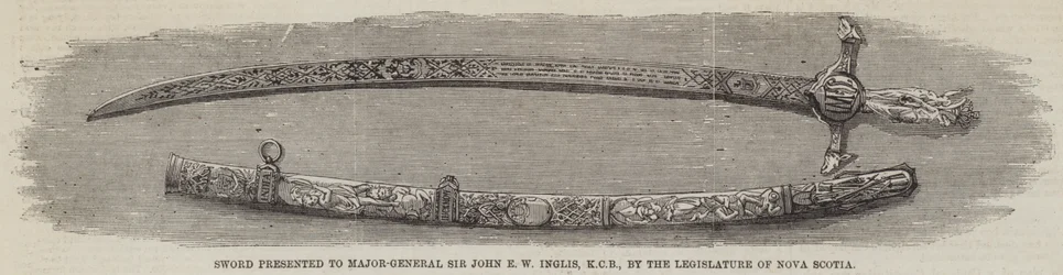 Schwert, präsentiert an Generalmajor Sir John E W Inglis, KCB, von der Legislative von Nova Scotia (Gravur)