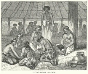 Tätowierungstag in Samoa (Gravur)