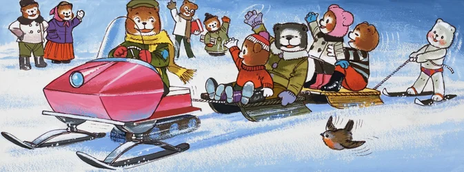 Teddys mit Schneemobil