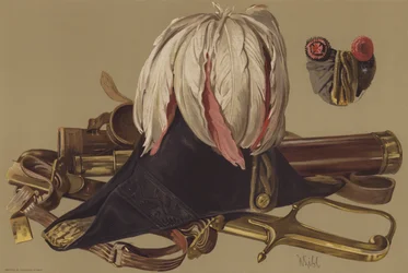 Teleskop des Herzogs von Wellington und das Schwert und der Hut, die er in Waterloo trug