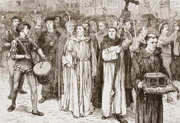 Tetzels Prozession, Illustration aus Die Geschichte des Protestantismus von James Aitken Wylie, veröffentlicht 1878