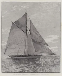 Die amerikanische Yacht Volunteer, gebaut um mit der Thistle um den America Cup zu konkurrieren (Gravur)