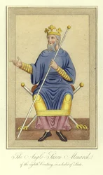 Der angelsächsische Monarch des 8. Jahrhunderts in einem Staatsgewand