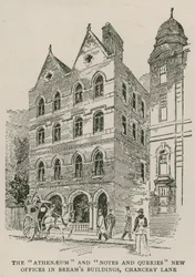 Das Athenaeum und Notes and Queries neue Büros in Breams Buildings, Chancery Lane, London