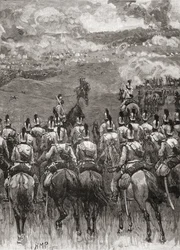Die Schlacht bei Königgrätz, auch bekannt als die Schlacht bei Sadowa, Sadová oder Hradec Králové, nahe Sadová, Böhmen