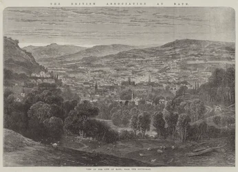 Die British Association in Bath, Blick auf die Stadt Bath vom Südosten (Stich)