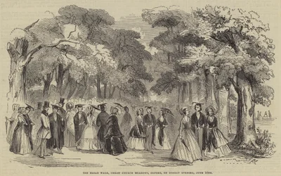 Der Broad Walk, Christ Church Meadows, Oxford, am Sonntagabend