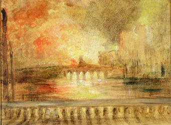 Der Brand der Parlamentshäuser, früher J.M.W. Turner (1775-1851) zugeschrieben