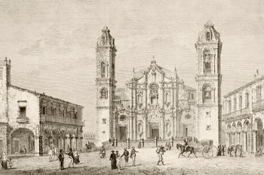 Die Kathedrale in Havanna, Kuba (Lithografie)