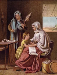 Das Kind Timotheus liest die Heiligen Schriften