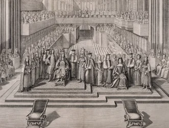 Die Krönung von König Jakob II. (1633-1701) und seiner zweiten Frau Maria von Modena (1658-1718), 1685