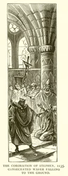 Die Krönung von Stephan, 1135. Geweihte Hostie fällt zu Boden