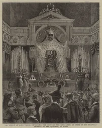 Der Tod von König Viktor Emanuel, der Leichnam des Königs liegt im Chapelle Ardente des Quirinals in Rom aufgebahrt