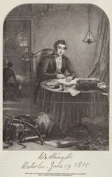 Der Herzog von Wellington schreibt die Depesche nach Waterloo