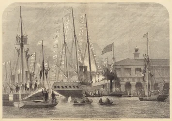 Die Einschiffung des Prinzen und der Prinzessin Friedrich-Wilhelm von Preußen am Terrace Pier
