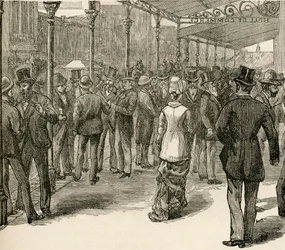Die Börse in der Halle des Handels, Collins Street, Melbourne, aus 
