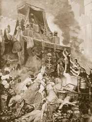 Der Fall von Ninive, Illustration aus Hutchinsons Geschichte der Nationen, ca. 1910-15