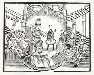 Die berühmte Geschichte von Tom Thumb, Illustration aus Chap-books des achtzehnten Jahrhunderts von John Ashton, veröffentlicht 1882