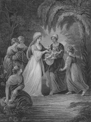 Das Auffinden von Moses, Exodus 2, Vers 5-11 (Gravur)